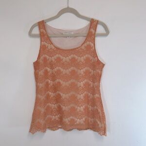 Banana Republic Sleeveless Floral Lace Embroidery Womens Size M Lined Orange Top